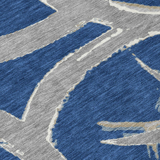 Piper Looms Chantille Circles ACN1022 Navy Machine Washable Area Rug Swatch Image