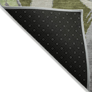 Piper Looms Chantille Circles ACN1022 Olive Machine Washable Area Rug Backing Image