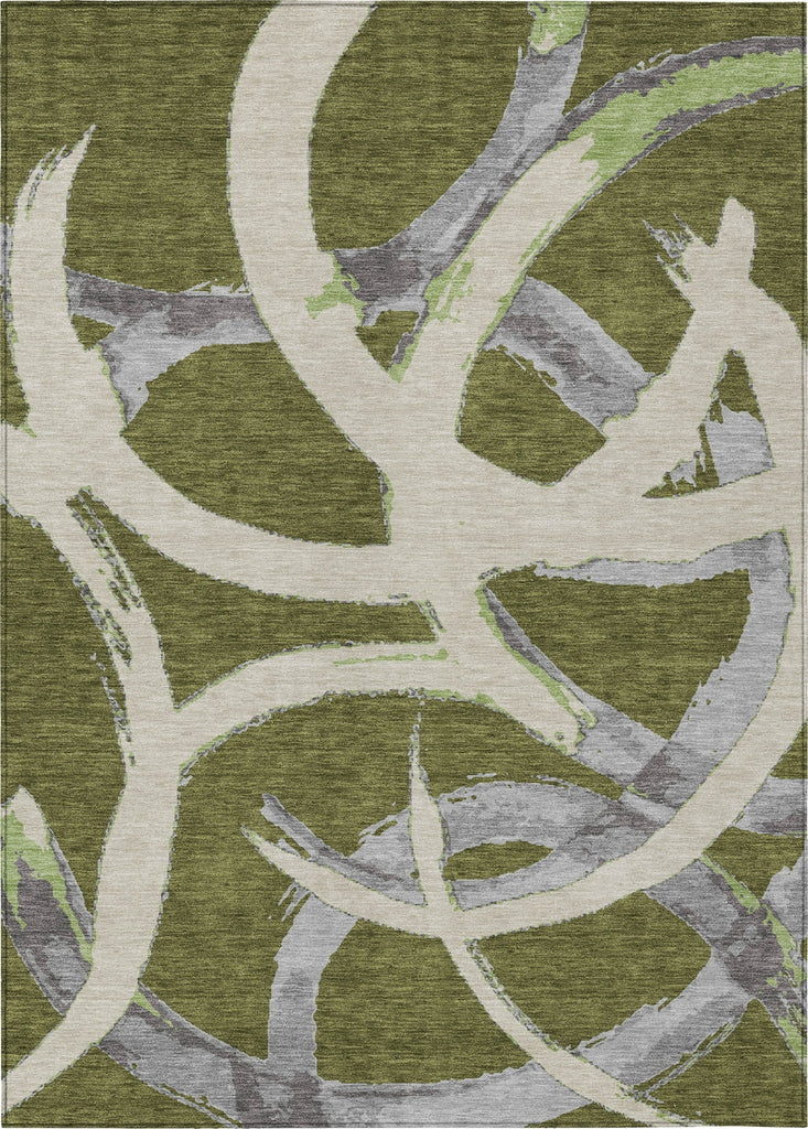 Piper Looms Chantille Circles ACN1022 Olive Machine Washable Area Rug main image