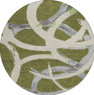 Piper Looms Chantille Circles ACN1022 Olive Machine Washable Area Rug Round Main Image