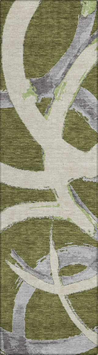 Piper Looms Chantille Circles ACN1022 Olive Machine Washable Area Rug Runner Main Image
