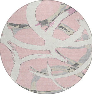 Piper Looms Chantille Circles ACN1022 Pink Machine Washable Area Rug Round Main Image
