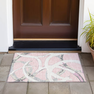 Piper Looms Chantille Circles ACN1022 Pink Machine Washable Area Rug Scatter Outdoor Lifestyle Image Feature