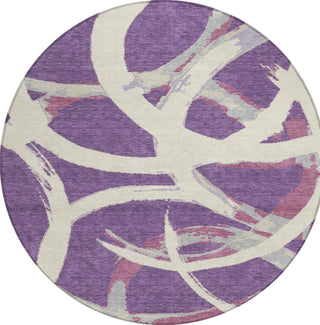 Piper Looms Chantille Circles ACN1022 Purple Machine Washable Area Rug Round Main Image