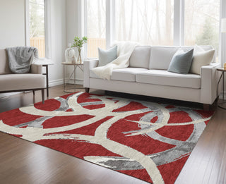 Piper Looms Chantille Circles ACN1022 Red Machine Washable Area Rug Lifestyle Image Feature