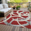 Piper Looms Chantille Circles ACN1022 Red Machine Washable Area Rug Outdoor Lifestyle Image Feature