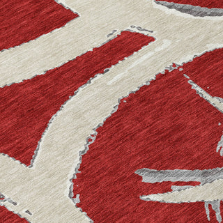 Piper Looms Chantille Circles ACN1022 Red Machine Washable Area Rug Swatch Image