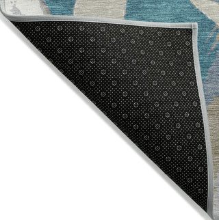 Piper Looms Chantille Circles ACN1022 Teal Machine Washable Area Rug Backing Image