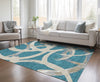 Piper Looms Chantille Circles ACN1022 Teal Machine Washable Area Rug Lifestyle Image Feature