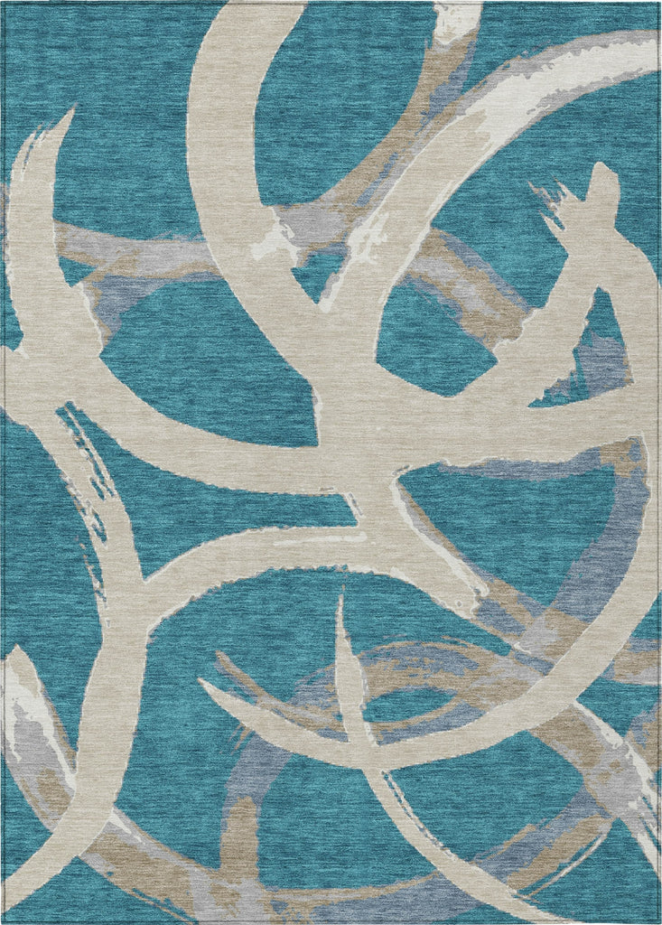 Piper Looms Chantille Circles ACN1022 Teal Machine Washable Area Rug main image