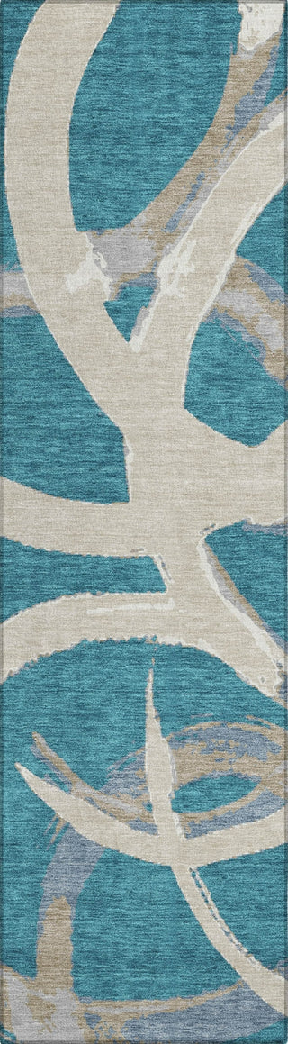 Piper Looms Chantille Circles ACN1022 Teal Machine Washable Area Rug Runner Main Image