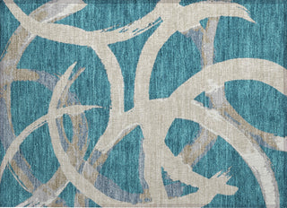 Piper Looms Chantille Circles ACN1022 Teal Machine Washable Area Rug Scatter Main Image