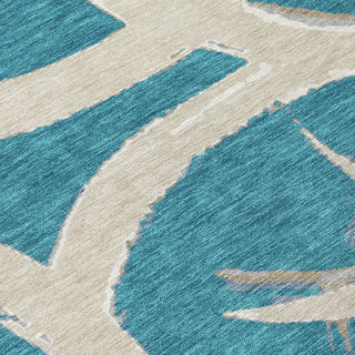 Piper Looms Chantille Circles ACN1022 Teal Machine Washable Area Rug Swatch Image