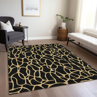 Piper Looms Chantille Geometric ACN1023 Black Machine Washable Area Rug Lifestyle Image Feature