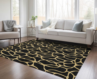 Piper Looms Chantille Geometric ACN1023 Black Machine Washable Area Rug Lifestyle Image Feature