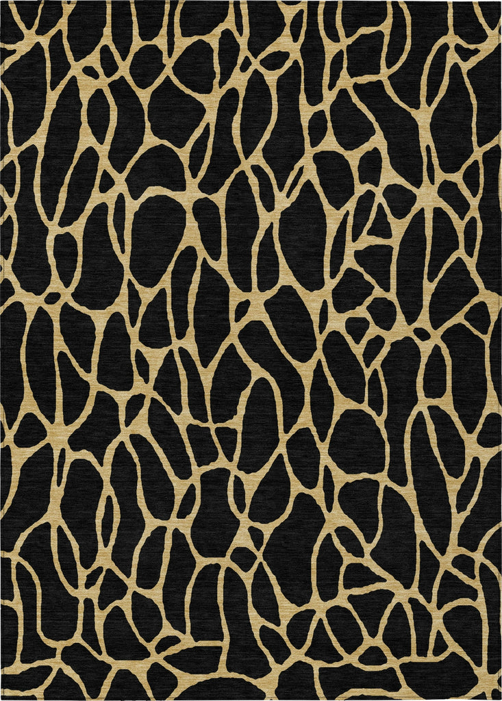 Piper Looms Chantille Geometric ACN1023 Black Machine Washable Area Rug main image