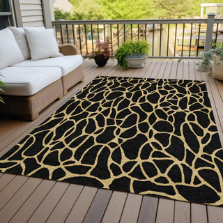 Piper Looms Chantille Geometric ACN1023 Black Machine Washable Area Rug Outdoor Lifestyle Image Feature