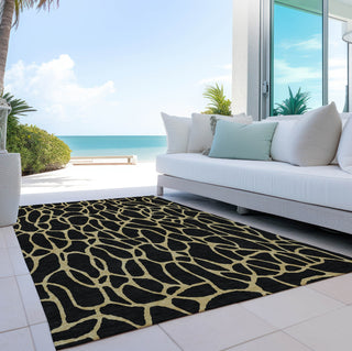 Piper Looms Chantille Geometric ACN1023 Black Machine Washable Area Rug Outdoor Lifestyle Image Feature