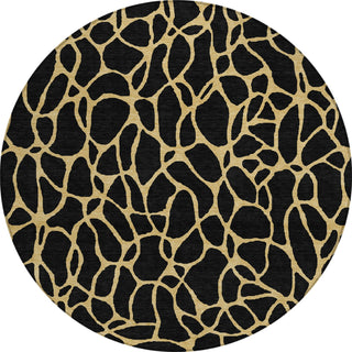 Piper Looms Chantille Geometric ACN1023 Black Machine Washable Area Rug Round Main Image
