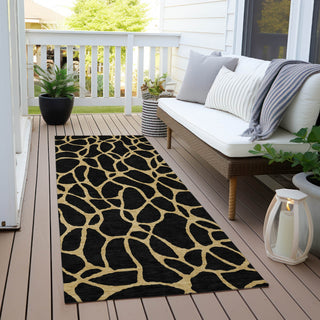 Piper Looms Chantille Geometric ACN1023 Black Machine Washable Area Rug Runner Outdoor Lifestyle Image Feature