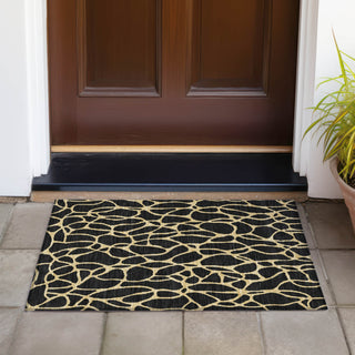 Piper Looms Chantille Geometric ACN1023 Black Machine Washable Area Rug Scatter Outdoor Lifestyle Image Feature