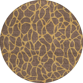 Piper Looms Chantille Geometric ACN1023 Brown Machine Washable Area Rug Round Main Image