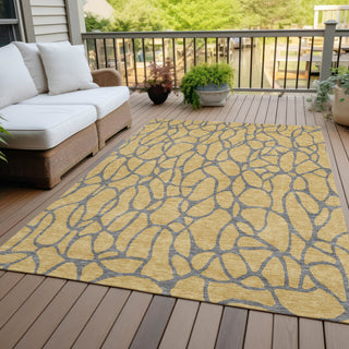 Piper Looms Chantille Geometric ACN1023 Gold Machine Washable Area Rug Outdoor Lifestyle Image Feature