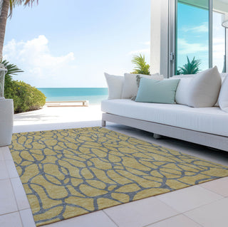 Piper Looms Chantille Geometric ACN1023 Gold Machine Washable Area Rug Outdoor Lifestyle Image Feature