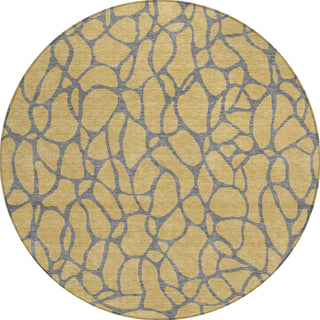 Piper Looms Chantille Geometric ACN1023 Gold Machine Washable Area Rug Round Main Image