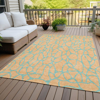 Piper Looms Chantille Geometric ACN1023 Mint Machine Washable Area Rug Outdoor Lifestyle Image Feature