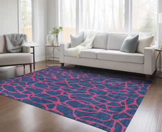 Piper Looms Chantille Geometric ACN1023 Navy Machine Washable Area Rug Lifestyle Image Feature