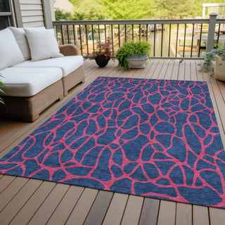 Piper Looms Chantille Geometric ACN1023 Navy Machine Washable Area Rug Outdoor Lifestyle Image Feature