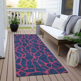 Piper Looms Chantille Geometric ACN1023 Navy Machine Washable Area Rug Runner Outdoor Lifestyle Image Feature