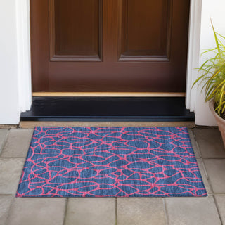 Piper Looms Chantille Geometric ACN1023 Navy Machine Washable Area Rug Scatter Outdoor Lifestyle Image Feature