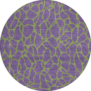 Piper Looms Chantille Geometric ACN1023 Purple Machine Washable Area Rug Round Main Image