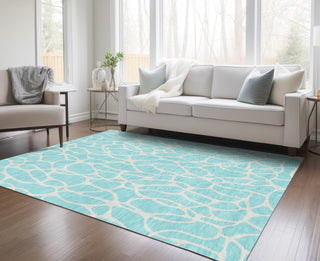 Piper Looms Chantille Geometric ACN1024 Aqua Machine Washable Area Rug Lifestyle Image Feature