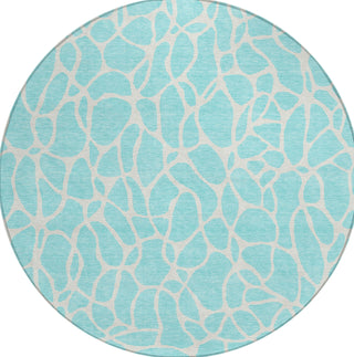 Piper Looms Chantille Geometric ACN1024 Aqua Machine Washable Area Rug Round Main Image
