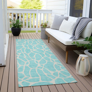 Piper Looms Chantille Geometric ACN1024 Aqua Machine Washable Area Rug Runner Outdoor Lifestyle Image Feature