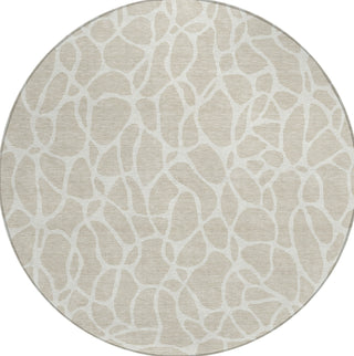 Piper Looms Chantille Geometric ACN1024 Beige Machine Washable Area Rug Round Main Image