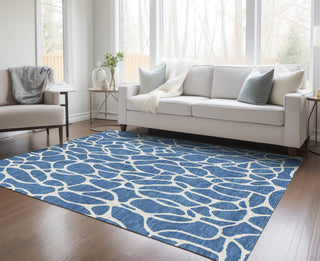 Piper Looms Chantille Geometric ACN1024 Blue Machine Washable Area Rug Lifestyle Image Feature