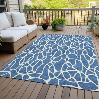 Piper Looms Chantille Geometric ACN1024 Blue Machine Washable Area Rug Outdoor Lifestyle Image Feature