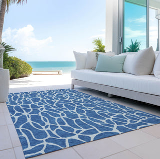 Piper Looms Chantille Geometric ACN1024 Blue Machine Washable Area Rug Outdoor Lifestyle Image Feature