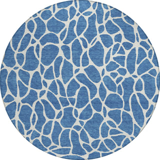 Piper Looms Chantille Geometric ACN1024 Blue Machine Washable Area Rug Round Main Image