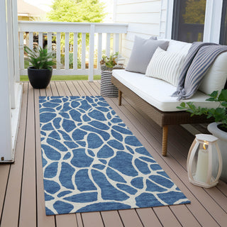 Piper Looms Chantille Geometric ACN1024 Blue Machine Washable Area Rug Runner Outdoor Lifestyle Image Feature