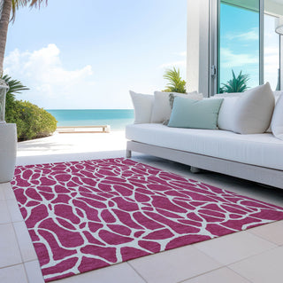 Piper Looms Chantille Geometric ACN1024 Blush Machine Washable Area Rug Outdoor Lifestyle Image Feature