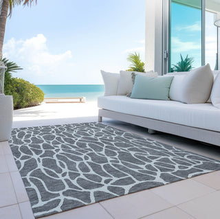 Piper Looms Chantille Geometric ACN1024 Gray Machine Washable Area Rug Outdoor Lifestyle Image Feature