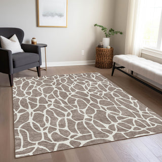 Piper Looms Chantille Geometric ACN1024 Taupe Machine Washable Area Rug Lifestyle Image Feature