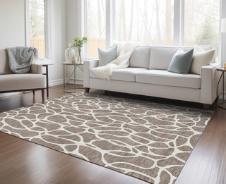 Piper Looms Chantille Geometric ACN1024 Taupe Machine Washable Area Rug Lifestyle Image Feature