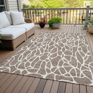 Piper Looms Chantille Geometric ACN1024 Taupe Machine Washable Area Rug Outdoor Lifestyle Image Feature