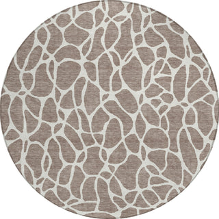 Piper Looms Chantille Geometric ACN1024 Taupe Machine Washable Area Rug Round Main Image